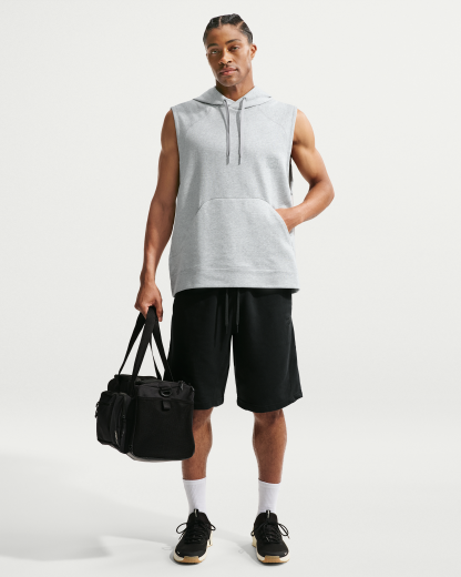 Nike N.A.C. Men's Dri-FIT Fleece Sleeveless Training Hoodie - Light Smoke Grey/Heather/Light Smoke Grey - View 4