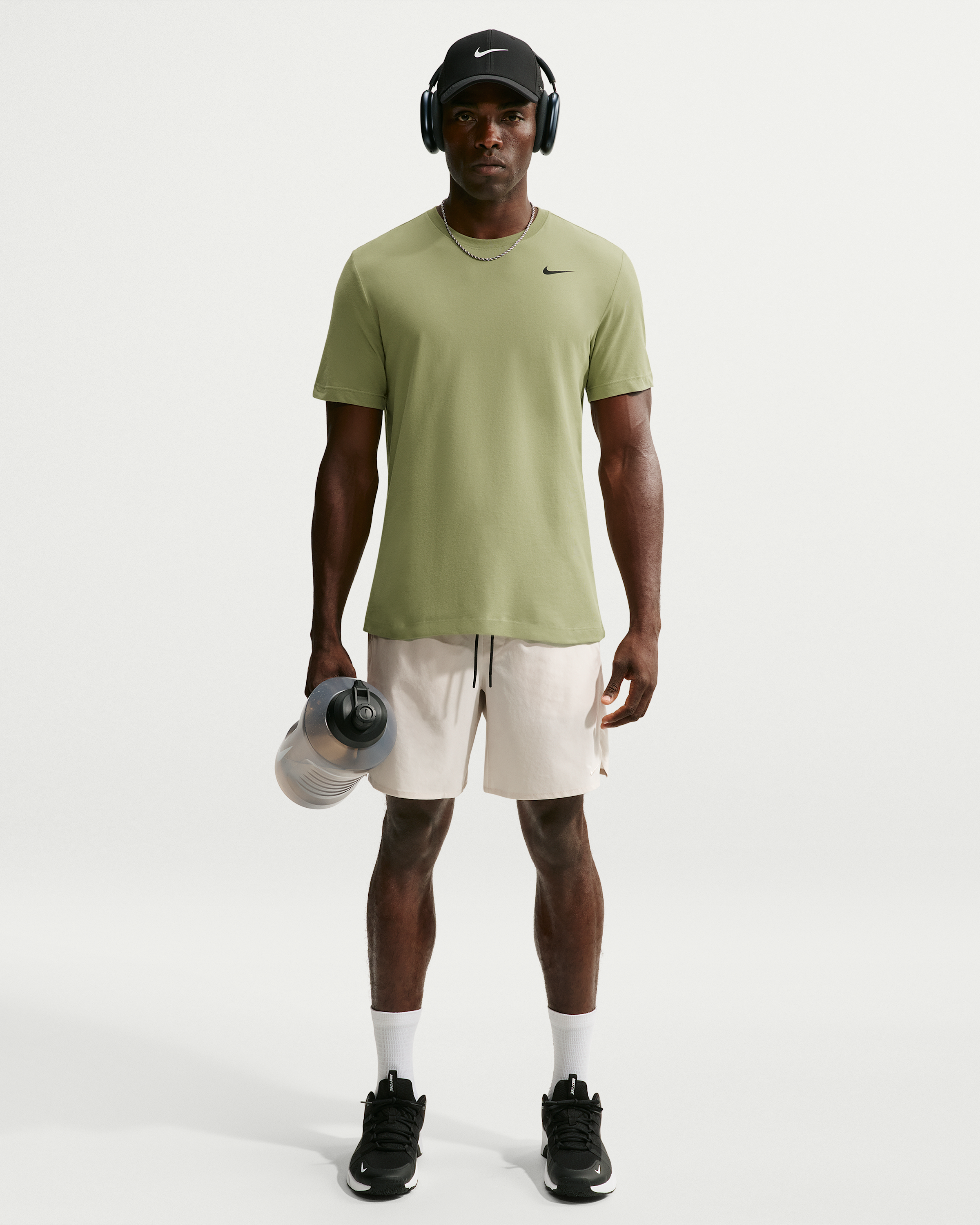 Nike Dri-FIT Men's Fitness T-Shirt - Dusty Olive/Black - View 4
