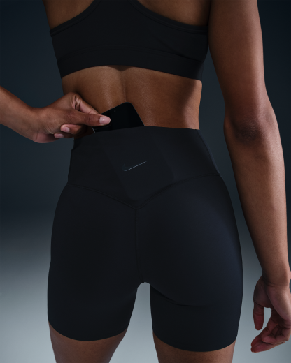 Nike Universa Women's High-Waisted 12.5cm (approx.) Biker Shorts with No Front Seam - Black/Anthracite/Dark Smoke Grey - View 6