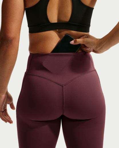 Nike Universa Women's High-Waisted Full-Length Leggings with No Front Seam - Mystic Dates/Mystic Dates/Burgundy Crush - View 6