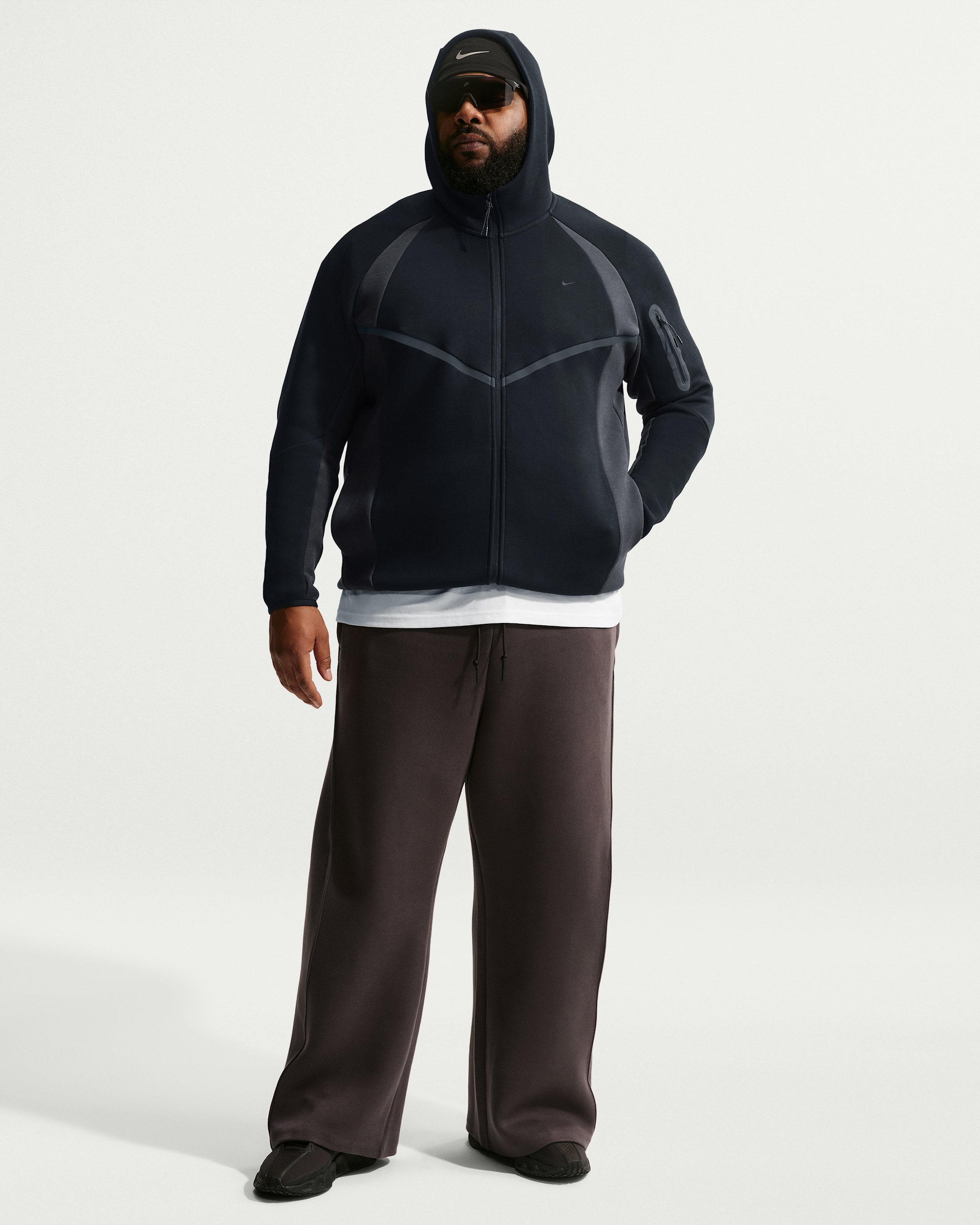 Nike Tech Men's Colour-Block Full-Zip Fleece Windrunner Jacket - Black/Anthracite/Black - View 9