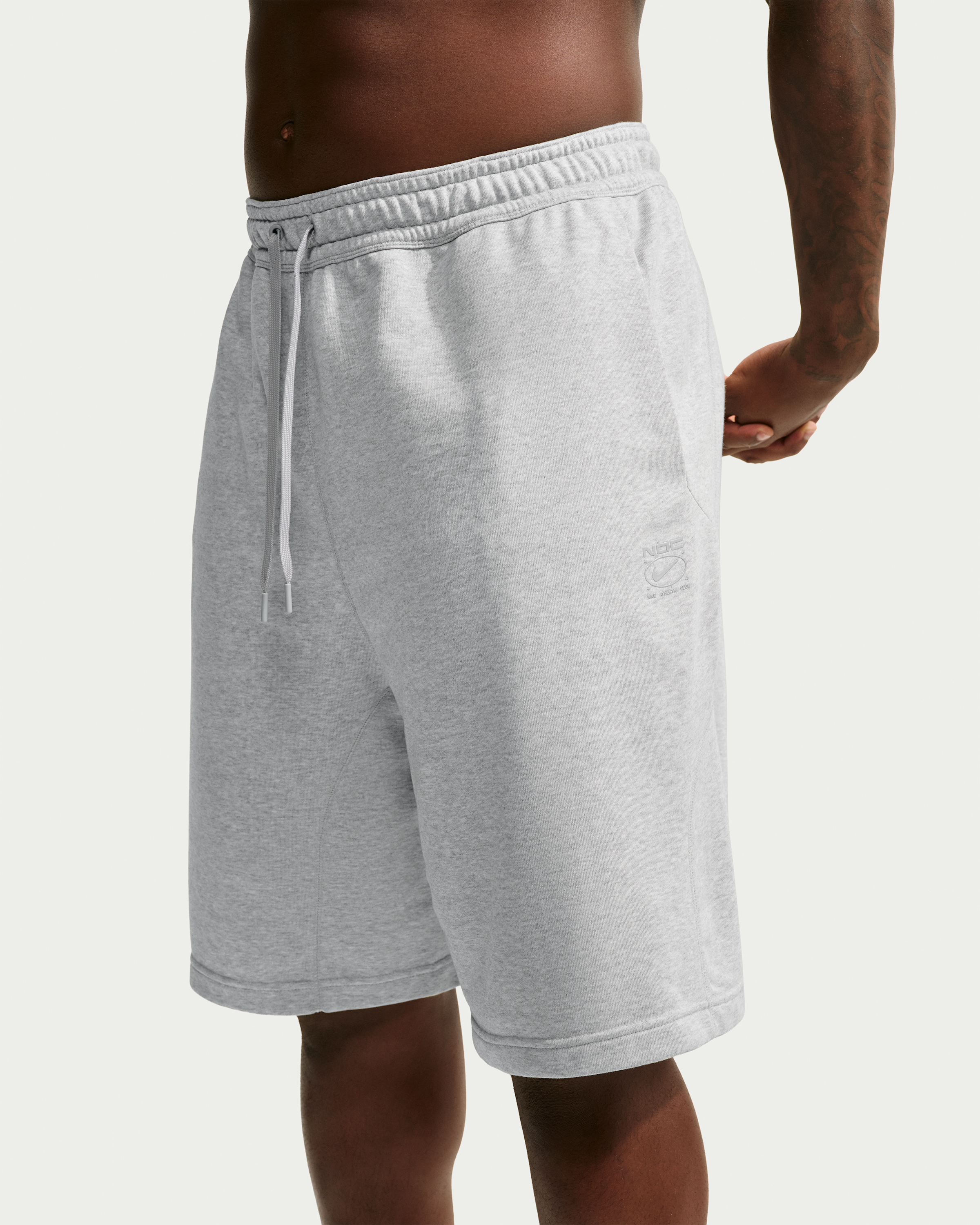 Nike N.A.C. Men's Dri-FIT Fleece Training Shorts - Light Smoke Grey/Heather/Light Smoke Grey - View 7