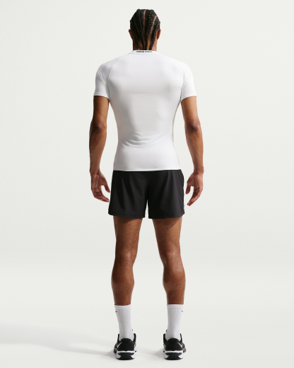 Nike Pro Men's Dri-FIT Tight Short-Sleeve Fitness Top - White/Black - View 5