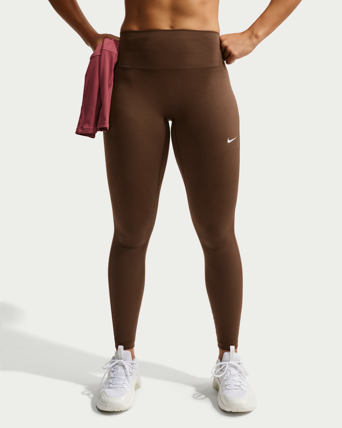 Nike One Seamless Front Women's High-Waisted Full-Length Leggings - Cacao Wow/White - View 2