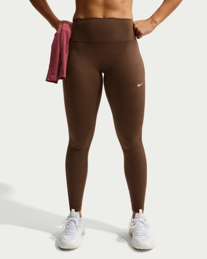 Nike One Seamless Front Women's High-Waisted Full-Length Leggings - Cacao Wow/White - View 2