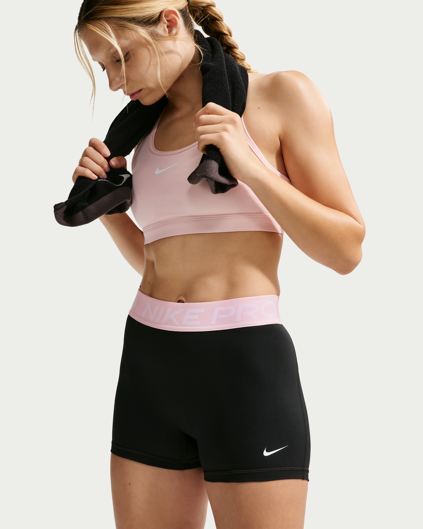 Nike Pro Women's Mid-Rise 7.5cm (approx.) Biker Shorts - Black/Pink Foam/White - View 4