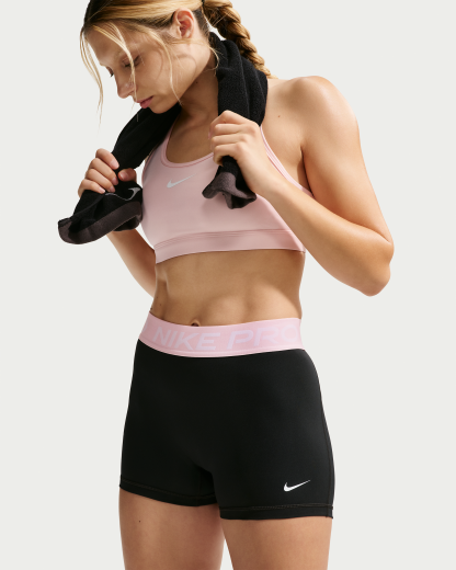 Nike Pro Women's Mid-Rise 7.5cm (approx.) Biker Shorts - Black/Pink Foam/White - View 4