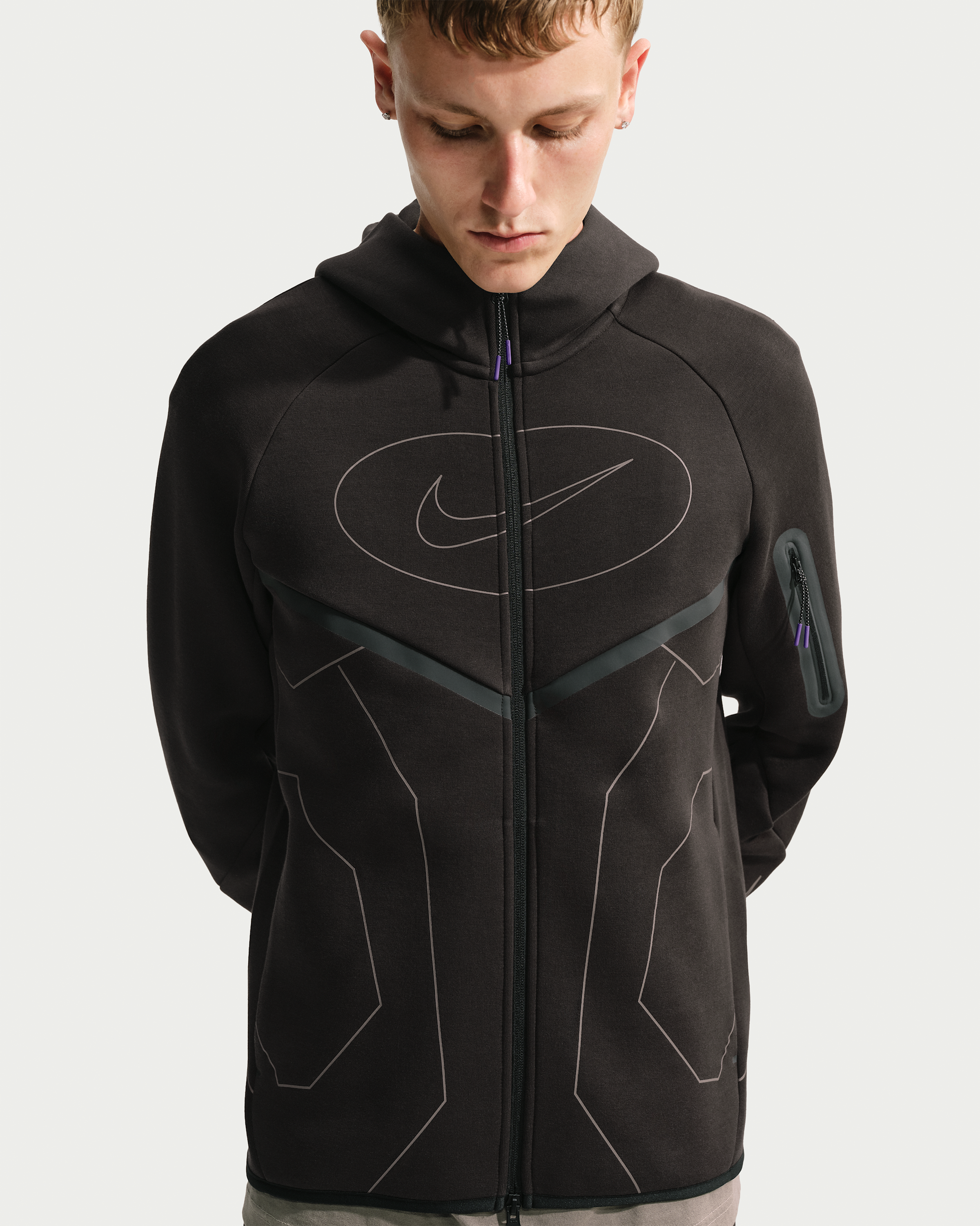Nike Tech Men's Full-Zip Fleece Windrunner Hoodie - Shadow Brown - View 1