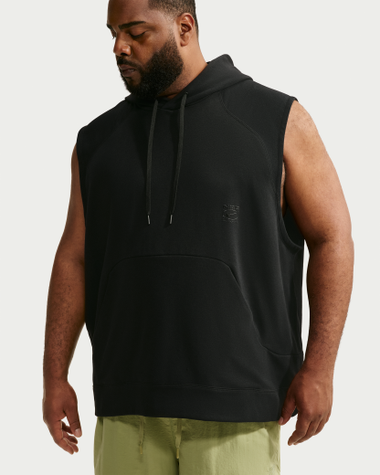 Nike N.A.C. Men's Dri-FIT Fleece Sleeveless Training Hoodie - Black/Black - View 6