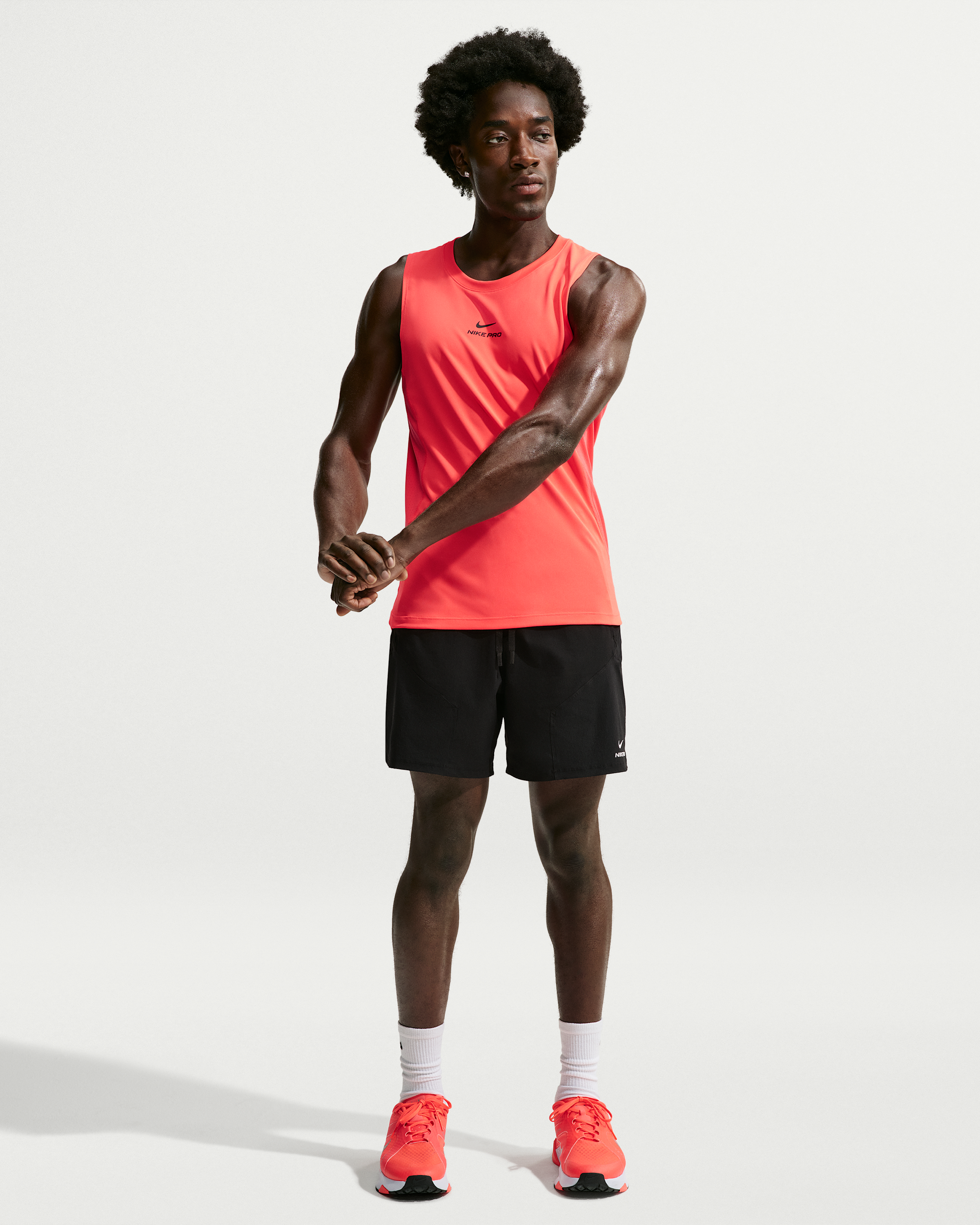 Nike Pro Men's Dri-FIT Training Tank - Laser Crimson/Black - View 4