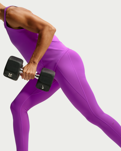 Nike Universa Women's High-Waisted 7/8 Leggings with No Front Seam - Vivid Purple/Vivid Purple/Bold Berry - View 4