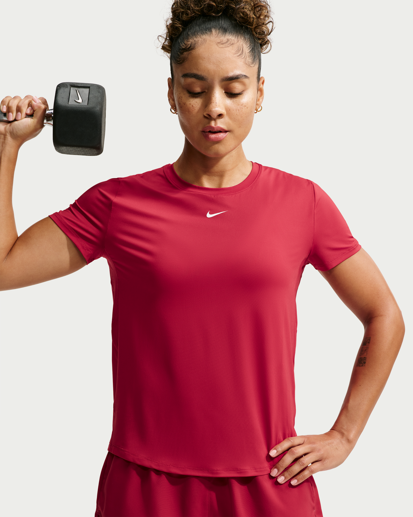 Nike One Classic Women's Dri-FIT Short-Sleeve Top - Tough Red/White - View 1