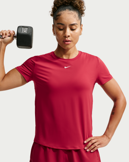 Nike One Classic Women's Dri-FIT Short-Sleeve Top - Tough Red/White - View 1