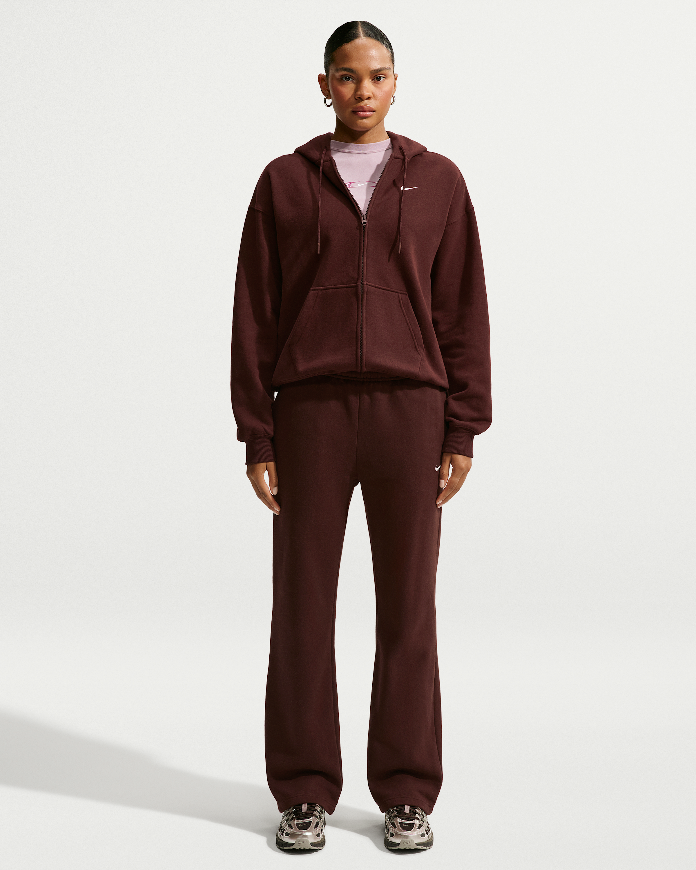 Nike Studio Fleece Medium Weight Women's Oversized Full-Zip Hoodie - Mystic Dates/Sail - View 4