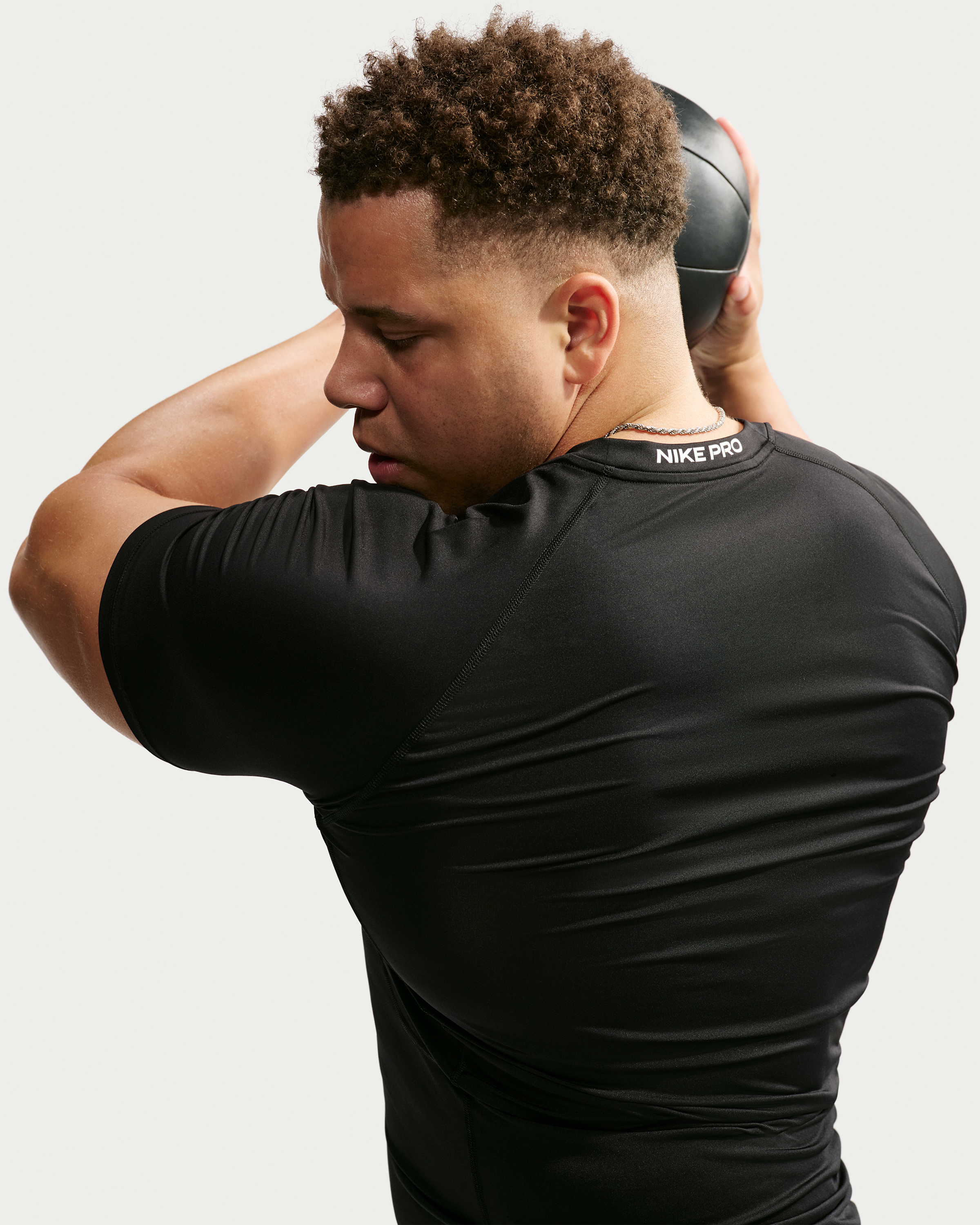 Nike Pro Men's Dri-FIT Tight Short-Sleeve Fitness Top - Black/White - View 7