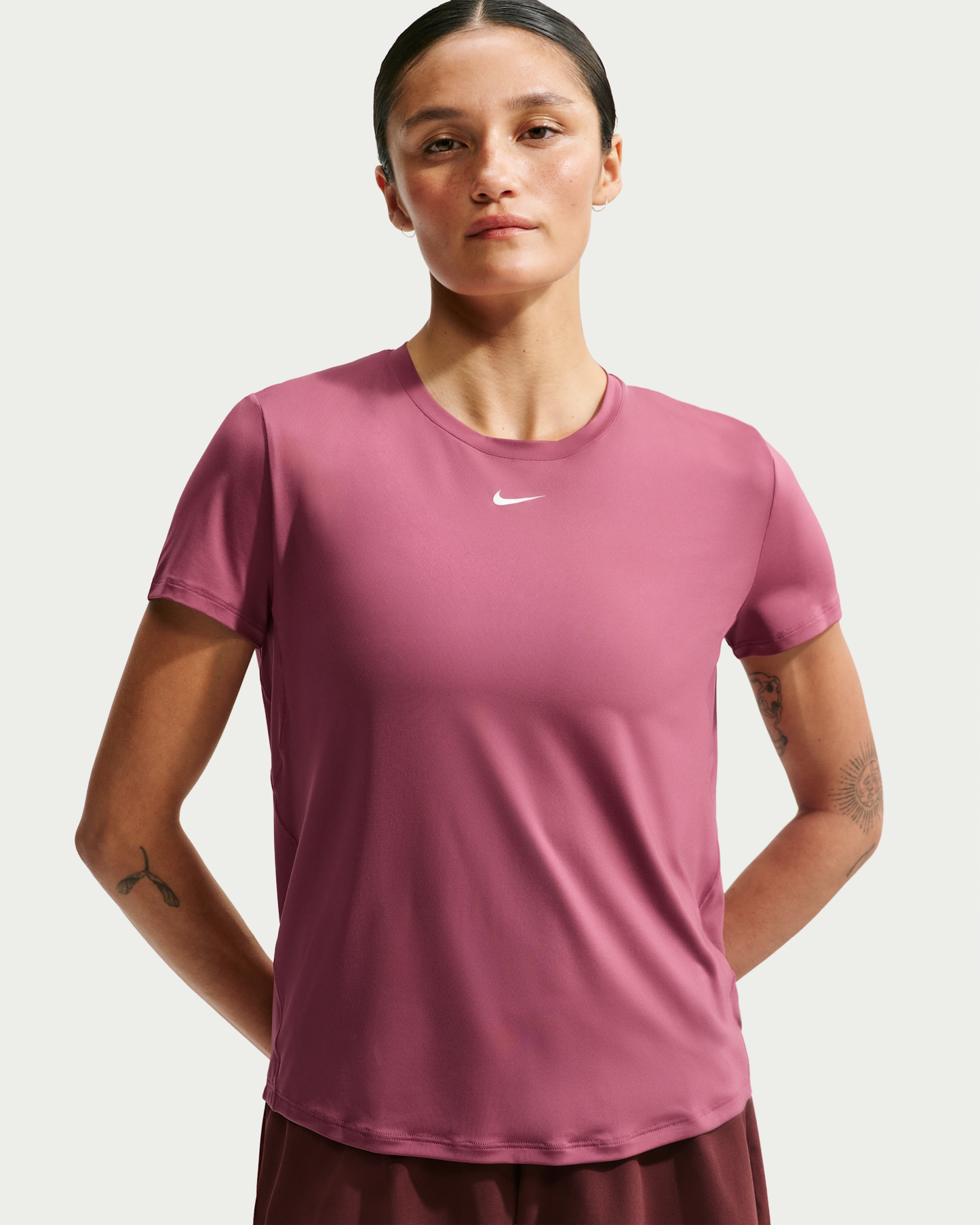 Nike One Classic Women's Dri-FIT Short-Sleeve Top - Pink Smoke/White - View 1