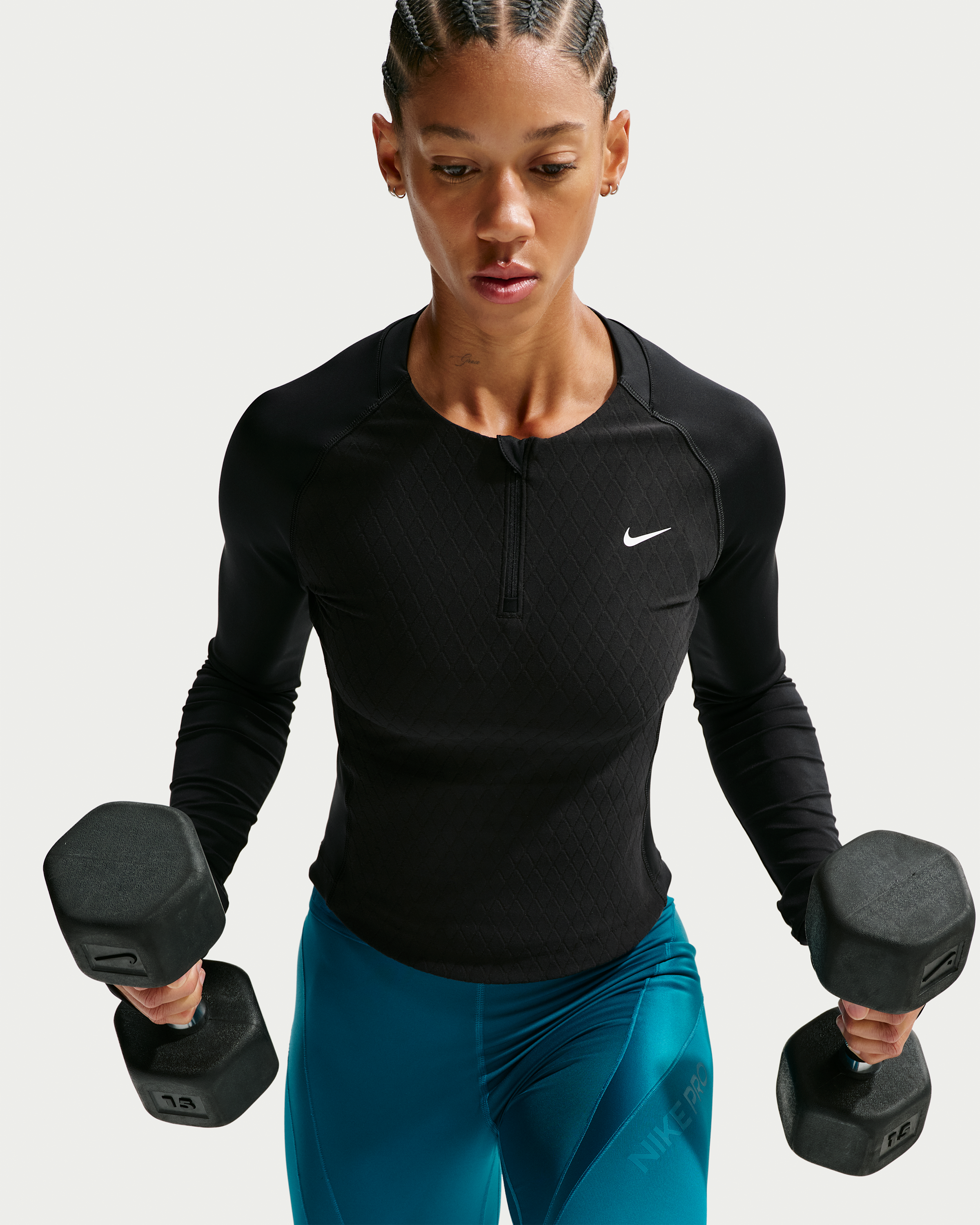 Nike Pro Sculpt Women's Dri-FIT 1/4-Zip Long-Sleeve Top - Black/White - View 3