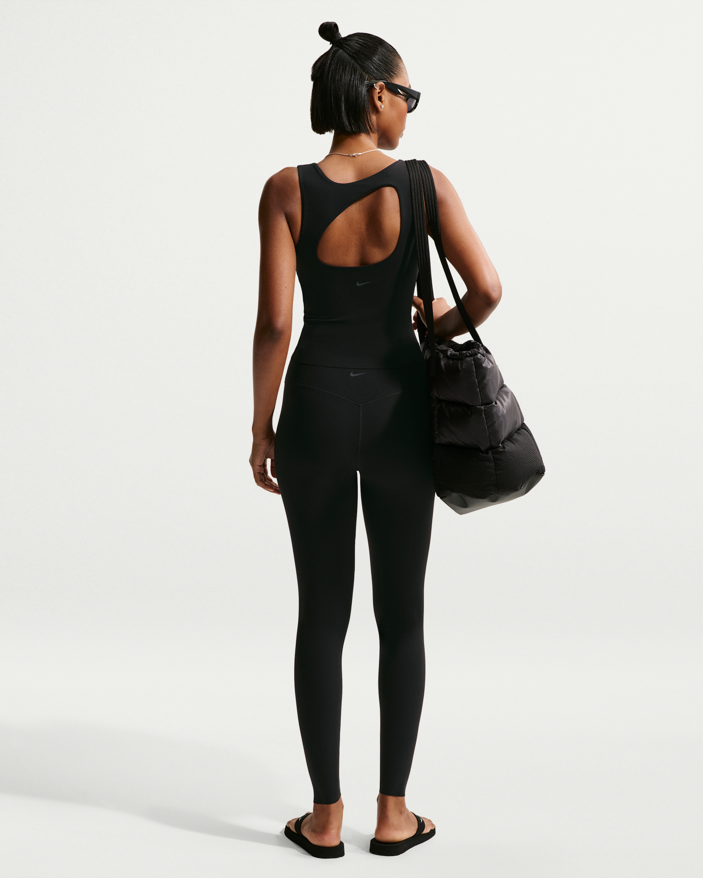 Nike Zenvy Women's High-Waisted Full-Length Leggings with No Front Seam - Black/Cool Grey - View 4