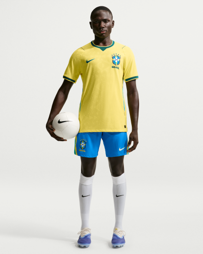 Brazil National Team 2026 Match Home Men's Nike Aero-FIT Football Shirt - Canary/Light Menta/Geode Teal - View 4