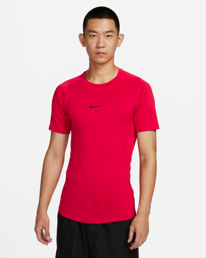 Nike Pro Men's Dri-FIT Tight Short-Sleeve Fitness Top - University Red/Black - View 1