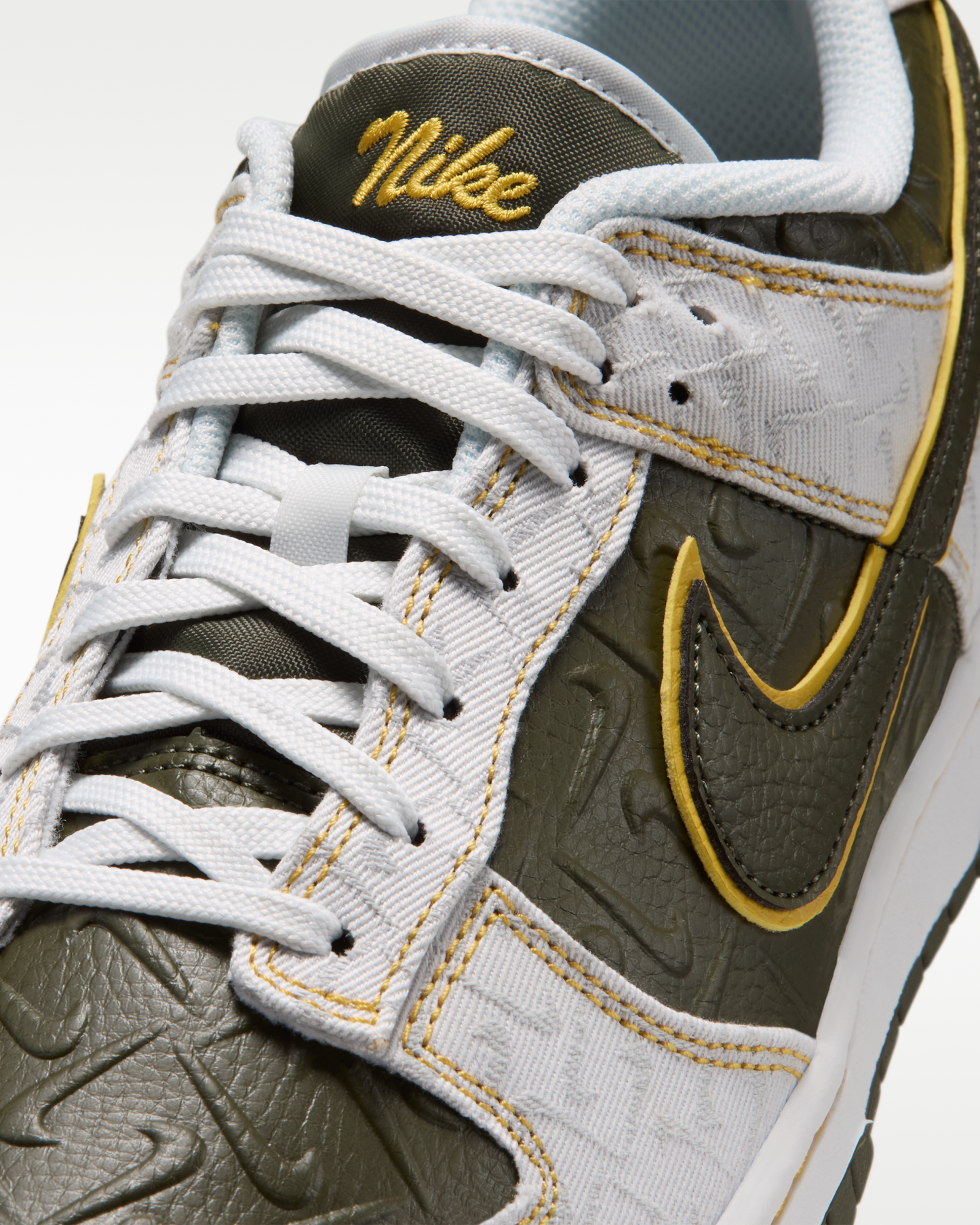 Nike Dunk Low Retro Men's Shoes - Summit White/Yellow Ochre/Cargo Khaki - View 7