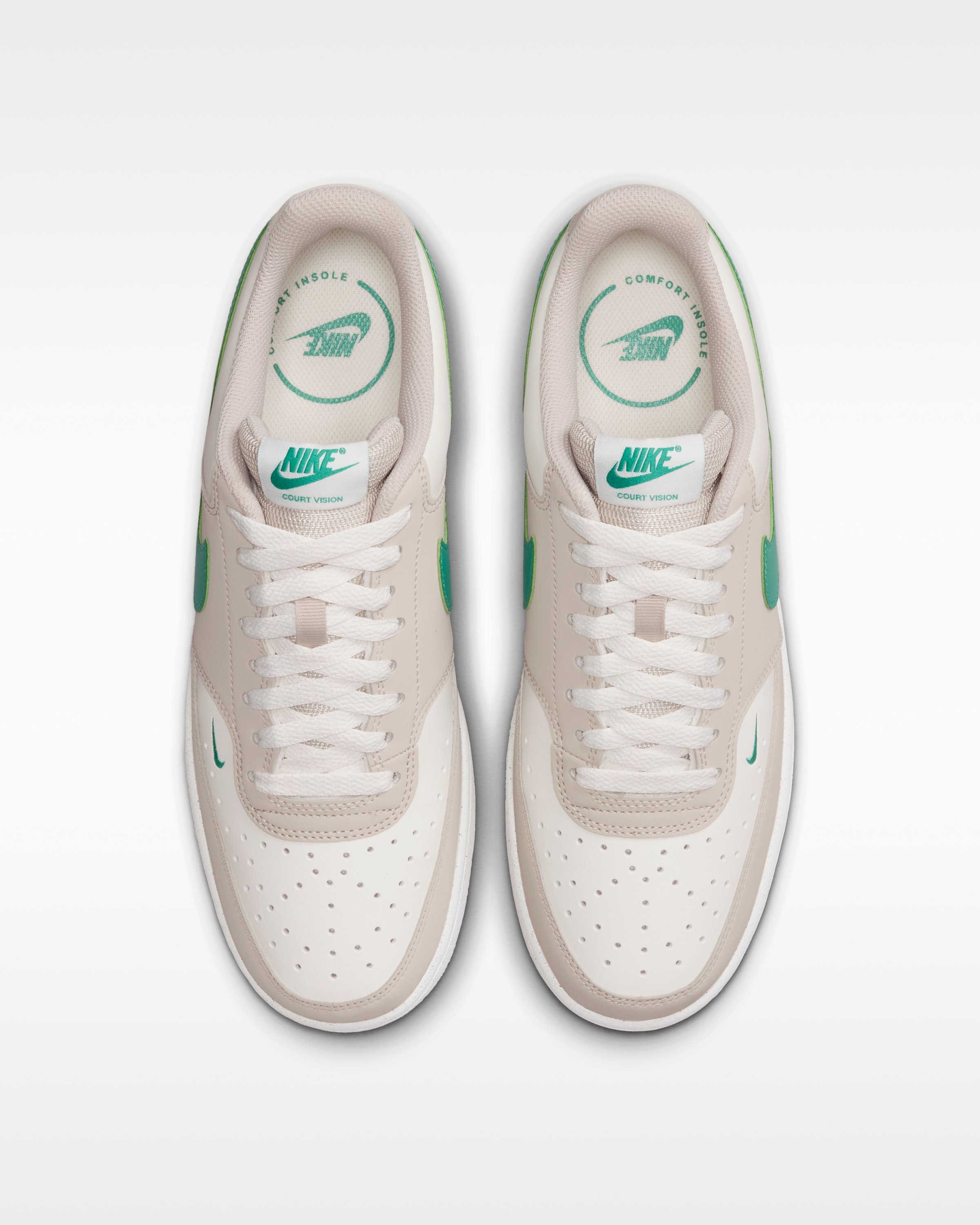 Nike Court Vision Low Men's Shoes - Sail/Cream II/Emerald Green - View 4