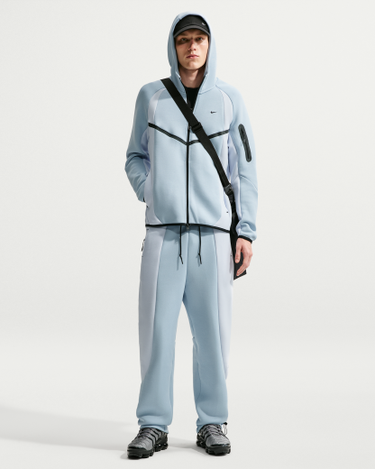 Nike Tech Men's Colour-Block Full-Zip Fleece Windrunner Jacket - Light Armoury Blue/Football Grey/Black - View 4