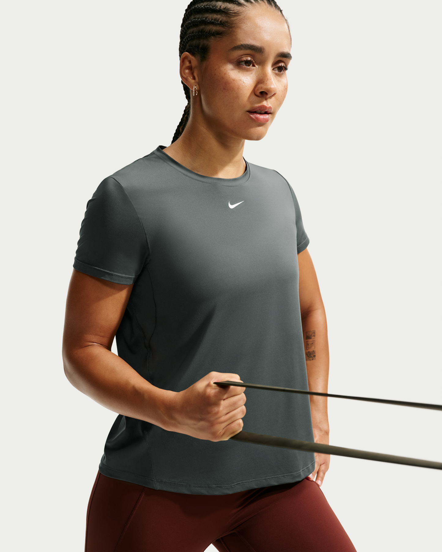 Nike One Classic Women's Dri-FIT Short-Sleeve Top - Camo Green/White - View 3