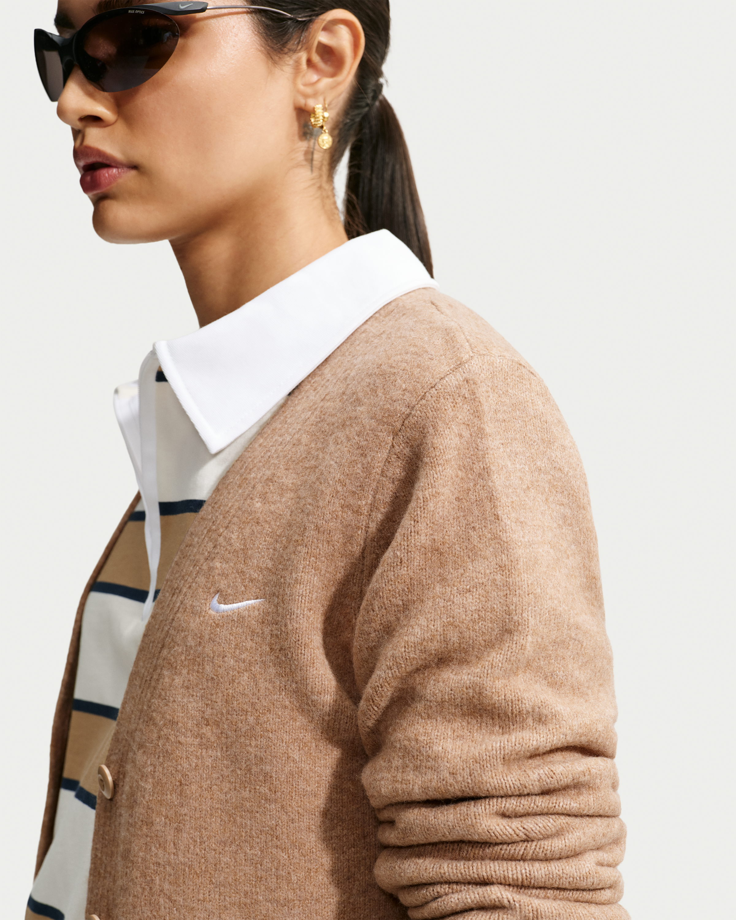 Nike Sportswear Chill Knit Women's Slim Cardigan - Parachute Beige/Heather/White - View 3