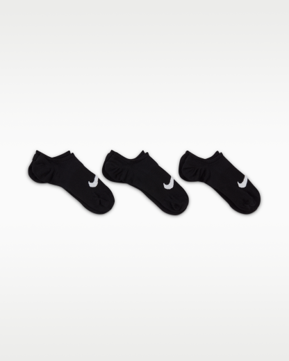 Nike Everyday Plus Lightweight Women's Training Footie Socks (3 Pairs) - Black/White - View 3