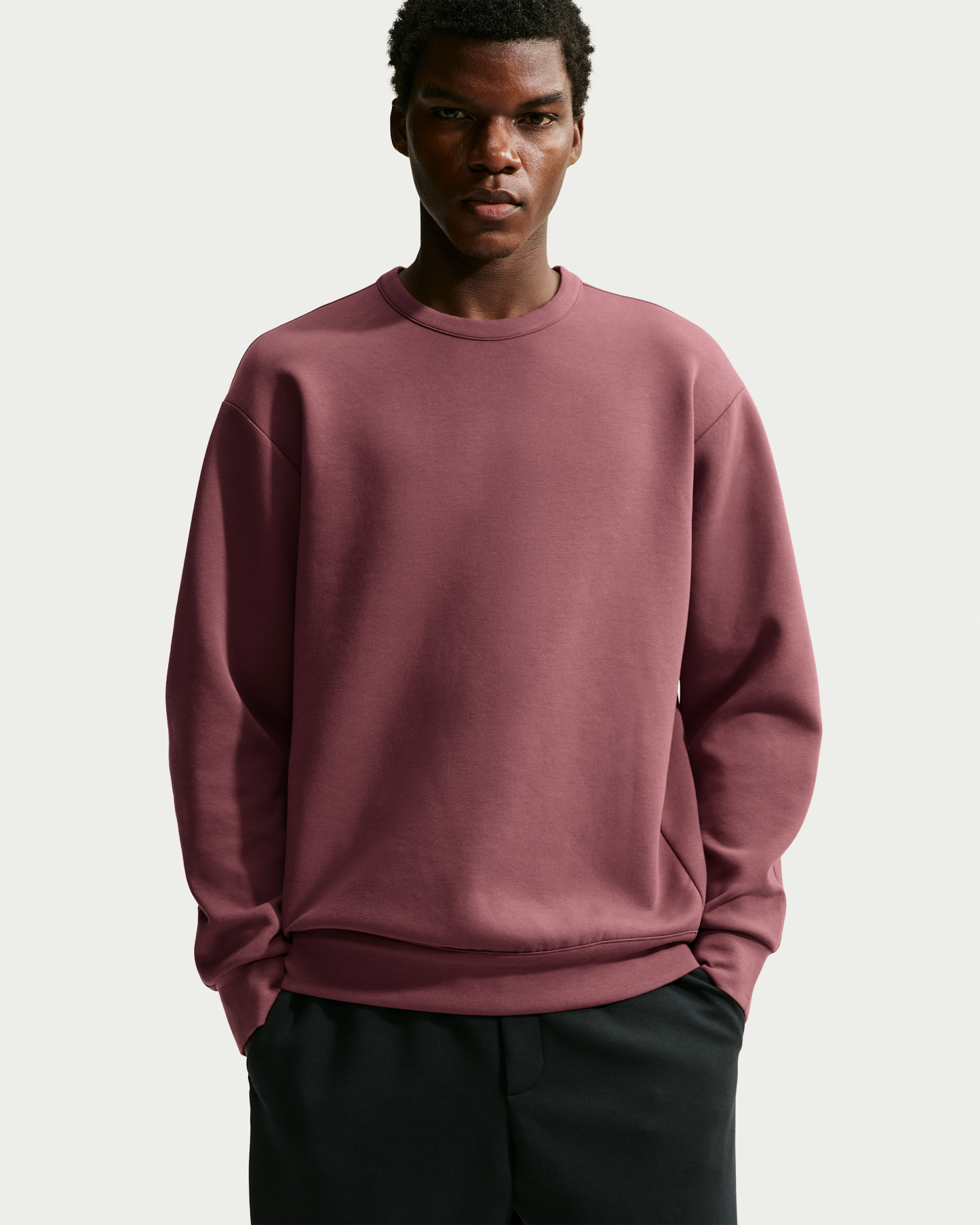 Nike 24.7 ImpossiblySoft Men's Dri-FIT Crew - Light Boulder/Black/Burgundy Crush - View 3