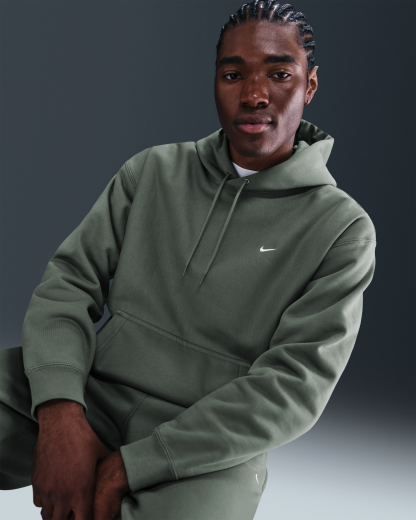 Nike Solo Swoosh Men's Pullover Hoodie - Clay Green/Clay Green/White - View 3
