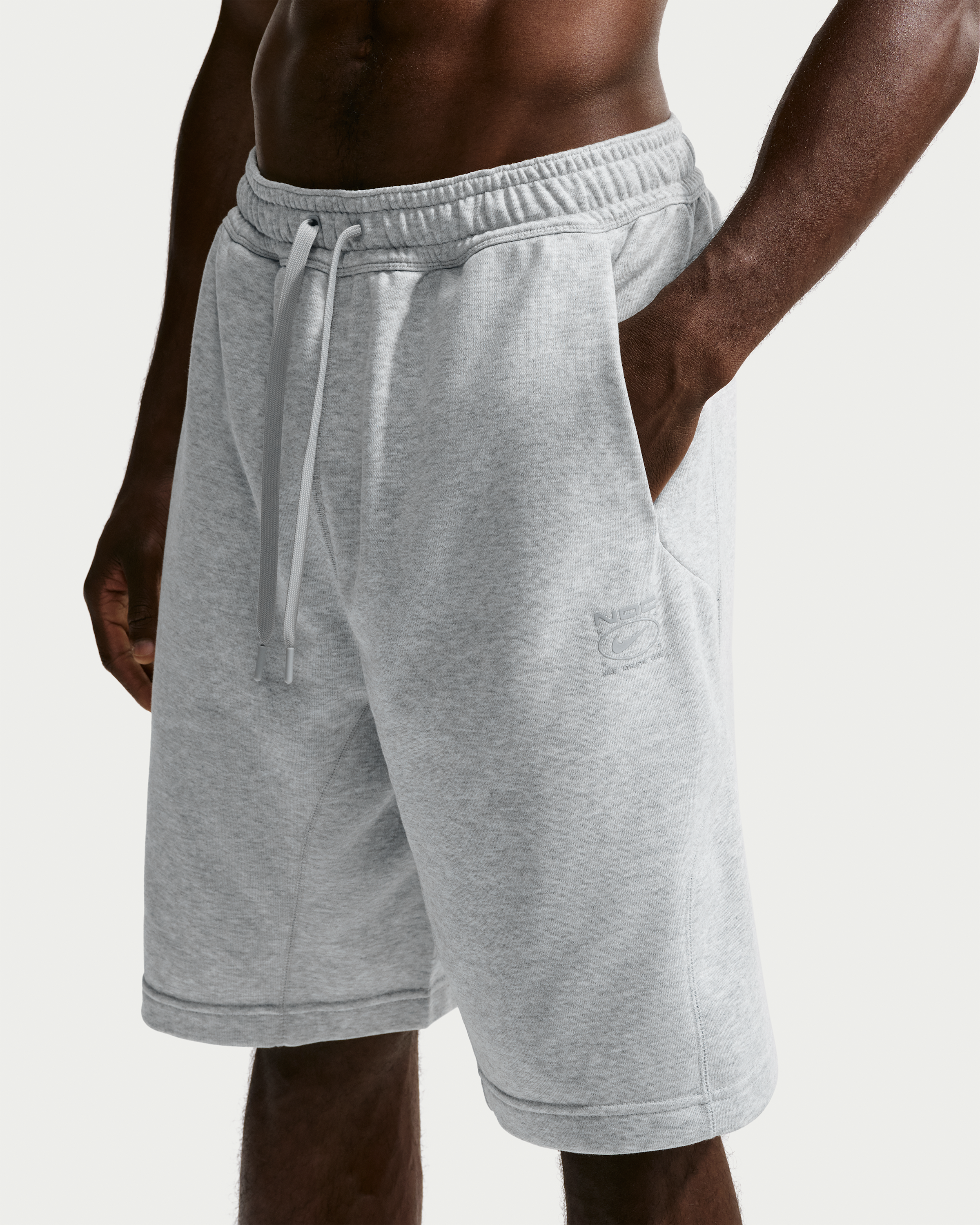Nike N.A.C. Men's Dri-FIT Fleece Training Shorts - Light Smoke Grey/Heather/Light Smoke Grey - View 2