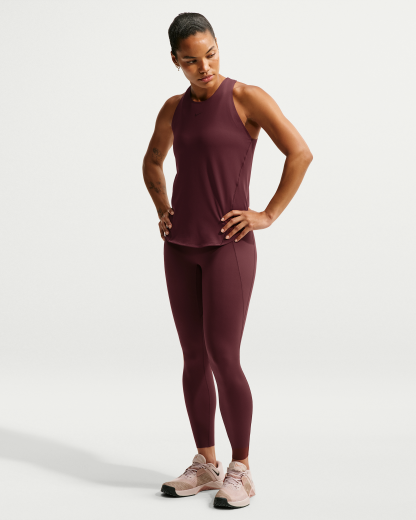 Nike Universa Women's High-Waisted 7/8 Leggings with No Front Seam - Mystic Dates/Mystic Dates/Burgundy Crush - View 1