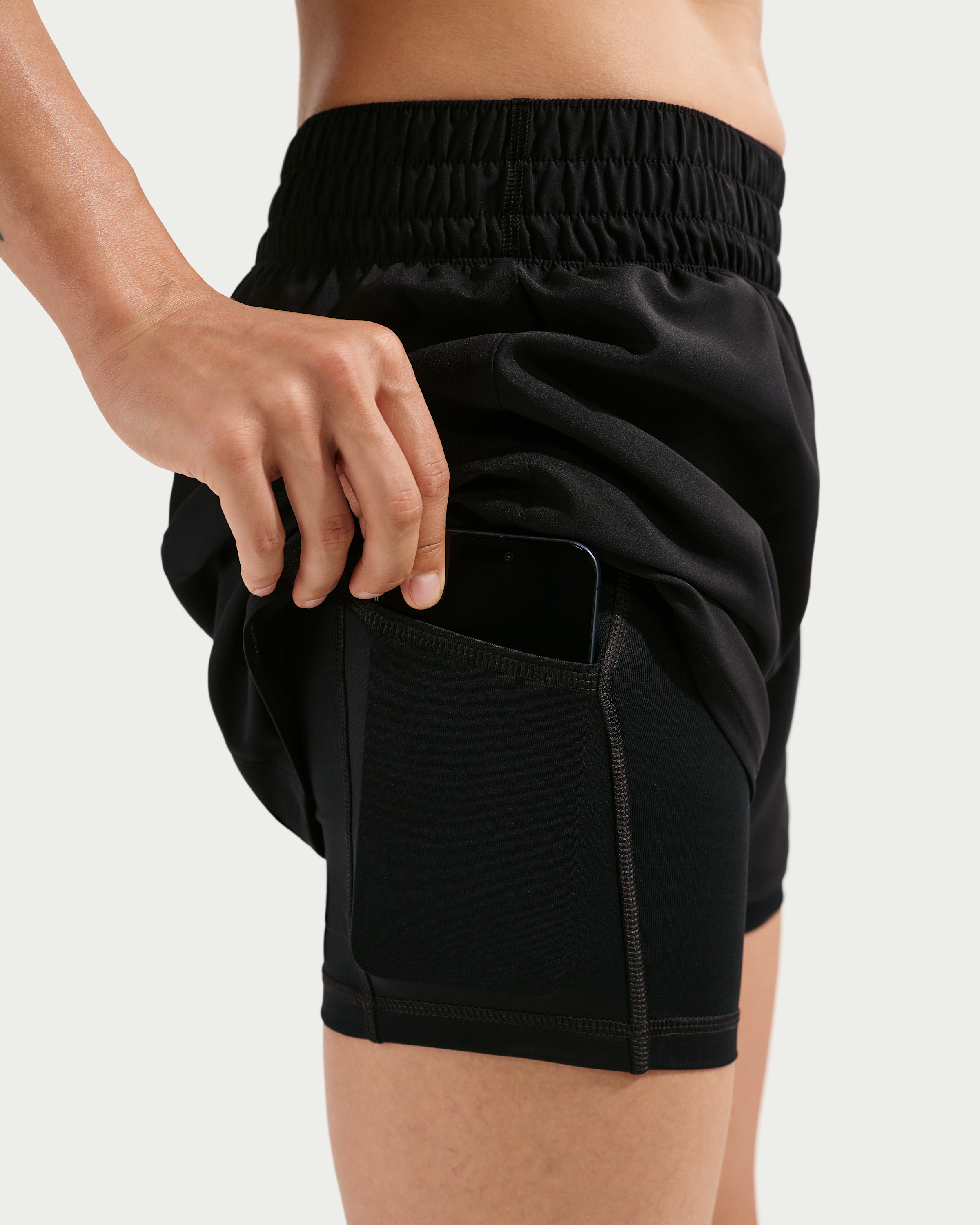 Nike One Women's Dri-FIT High-Waisted 8cm (approx.) 2-in-1 Shorts - Black/White - View 6