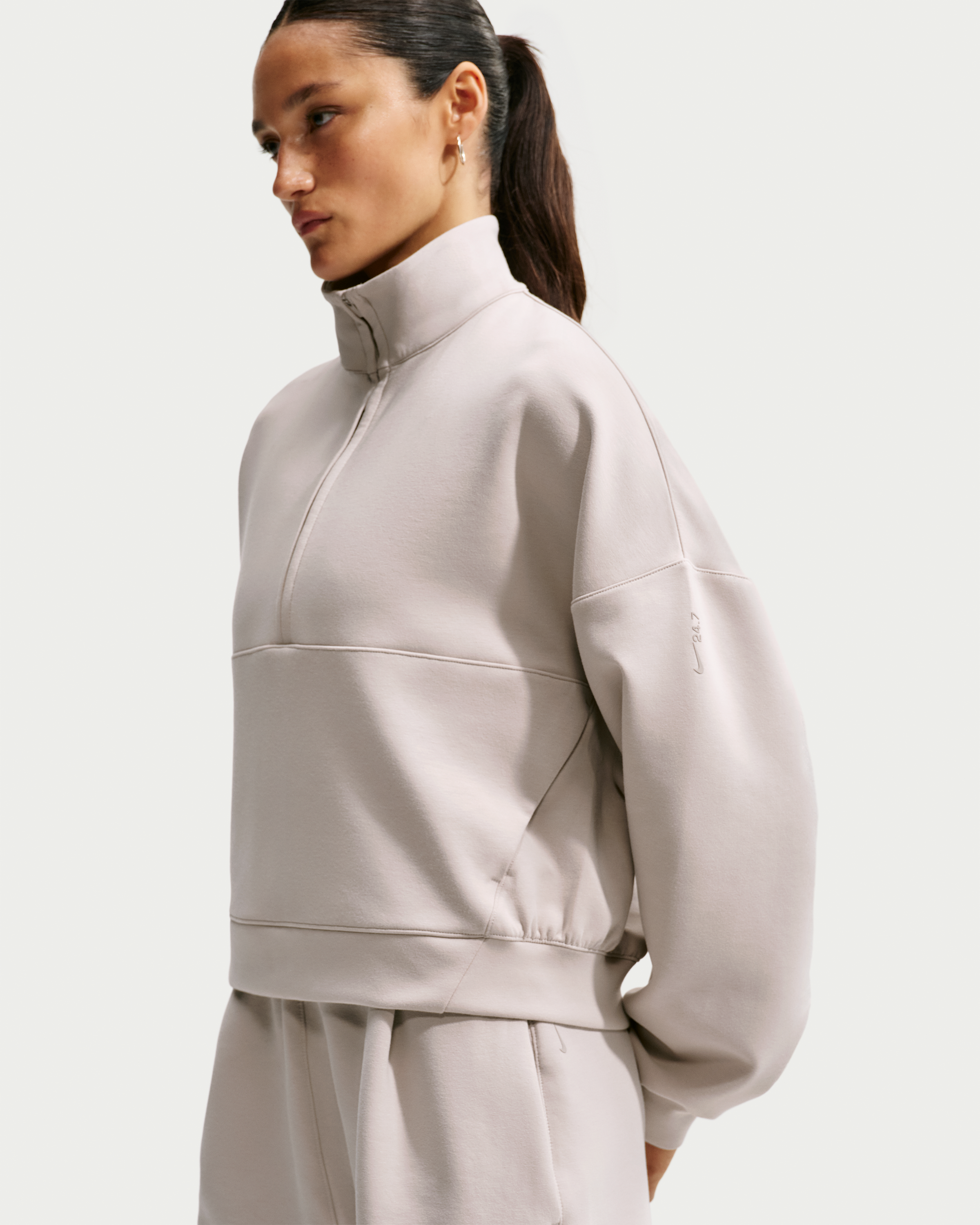 Nike 24.7 ImpossiblySoft Women's Dri-FIT Oversized 1/2-Zip Top - Cream II/Cream II/College Grey - View 3