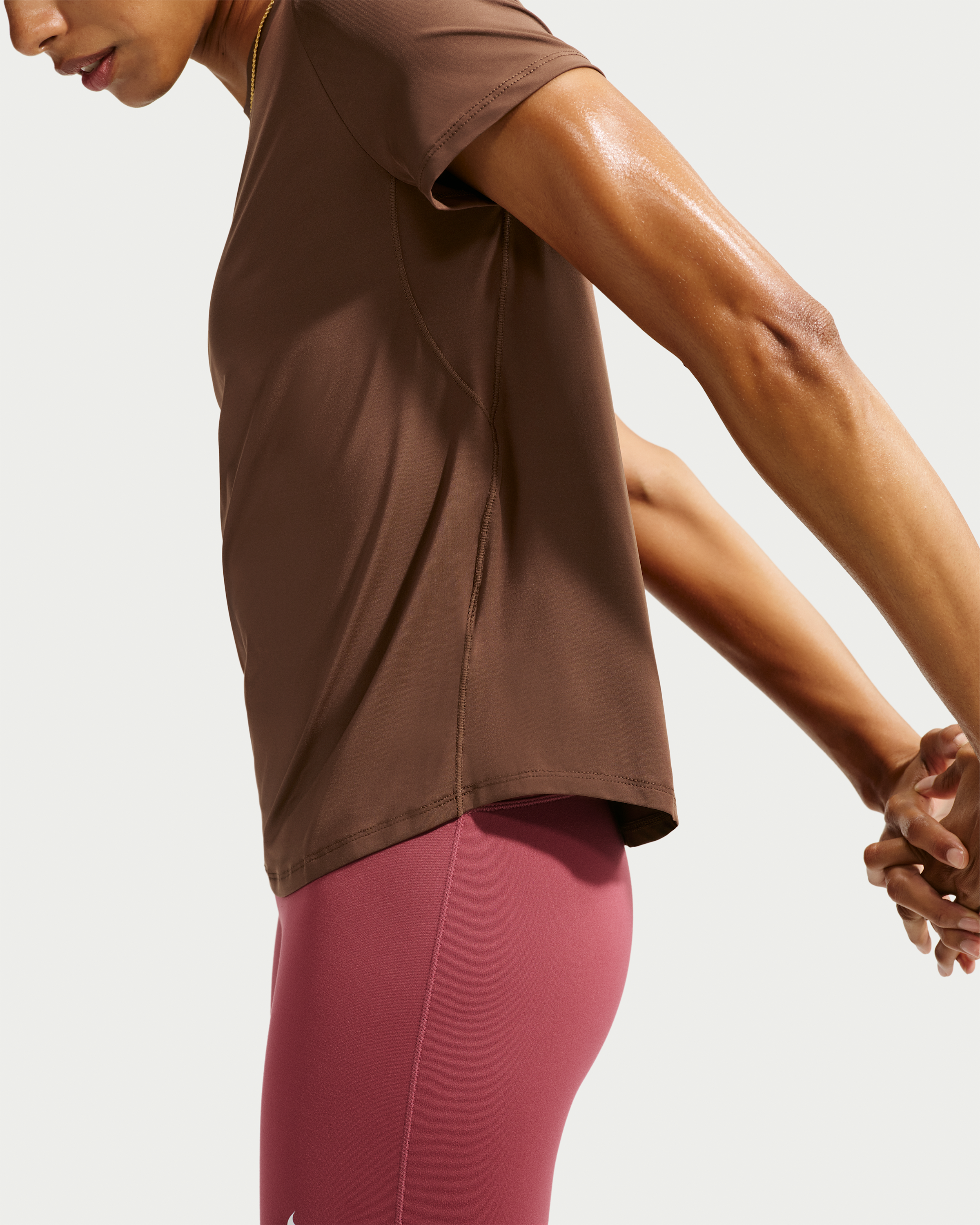 Nike One Classic Women's Dri-FIT Short-Sleeve Top - Cacao Wow/White - View 2