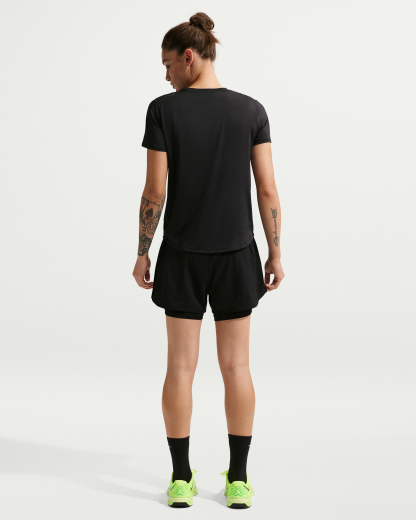 Nike One Women's Dri-FIT High-Waisted 8cm (approx.) 2-in-1 Shorts - Black/White - View 5