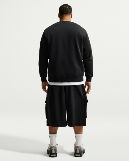 Nike Club Men's Fleece Crew - Black/Metallic Silver - View 10