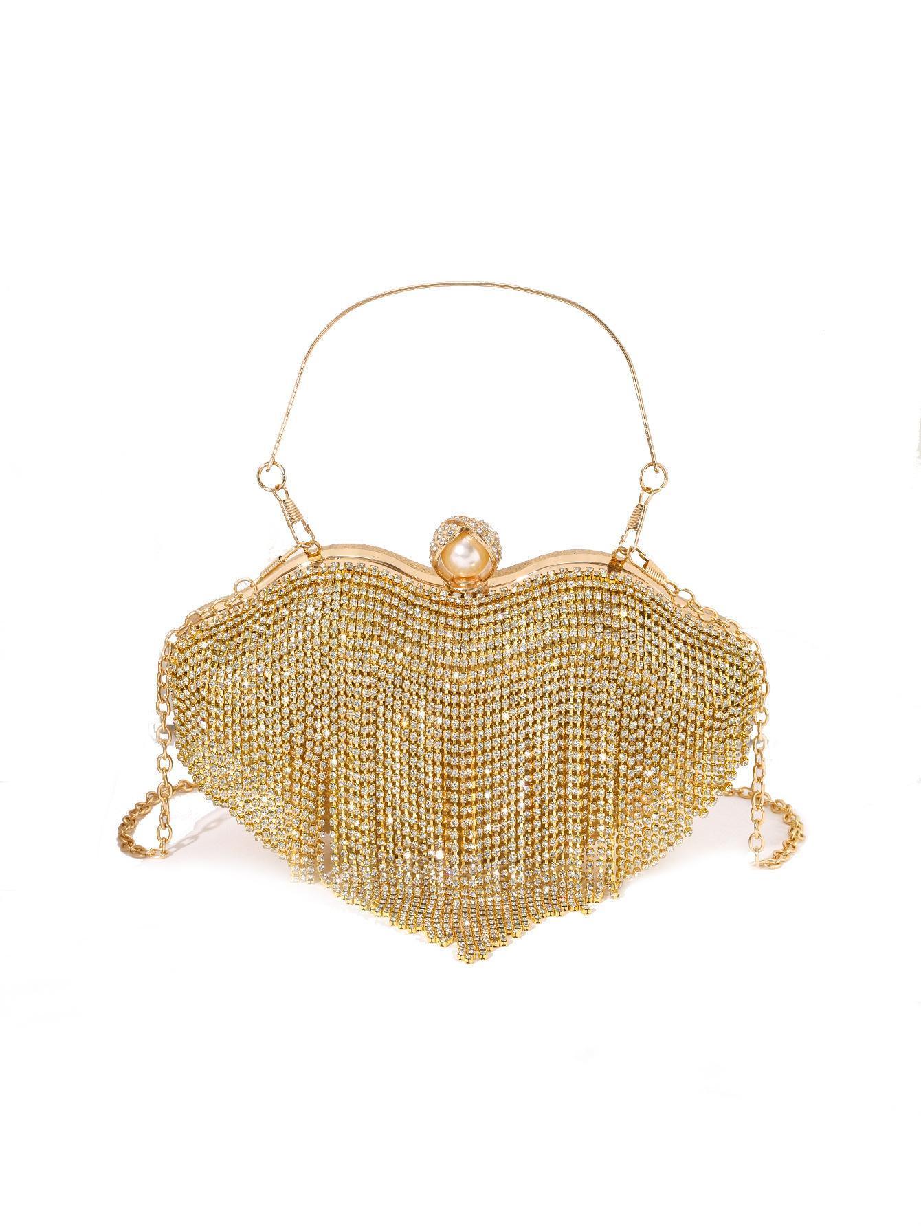 Embroidered Beaded Heart Shaped Evening Bag