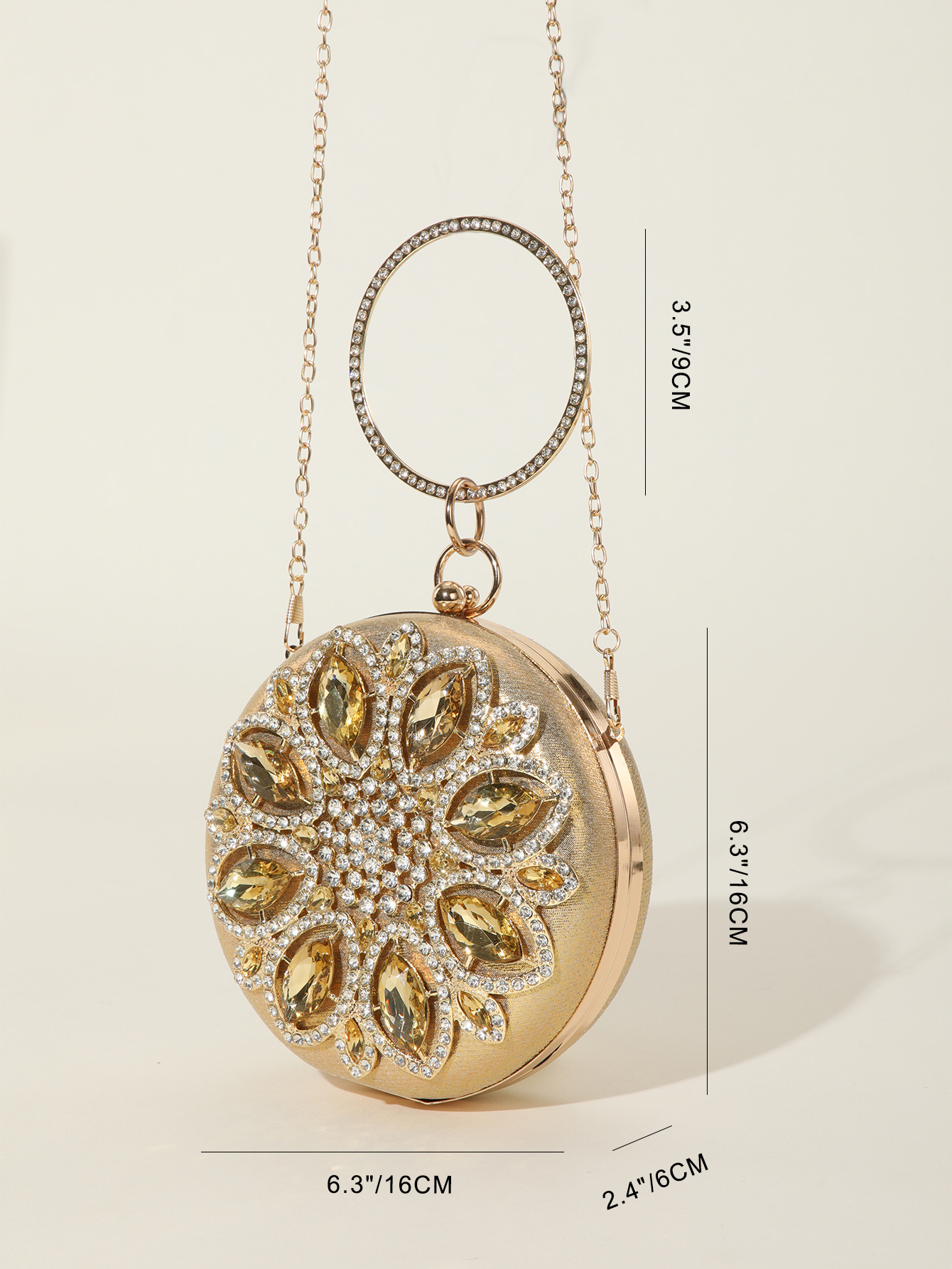 Rhinestone Studded Pancake Tote Bag