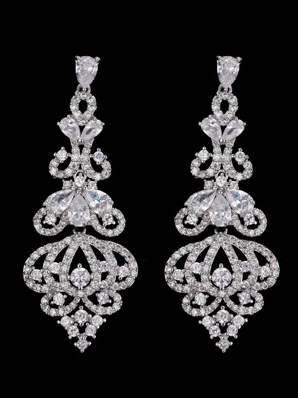 Vintage Exaggerated Long Zirconia Earrings