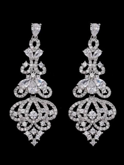 Vintage Exaggerated Long Zirconia Earrings