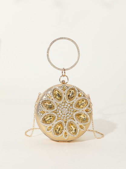 Rhinestone Studded Pancake Tote Bag