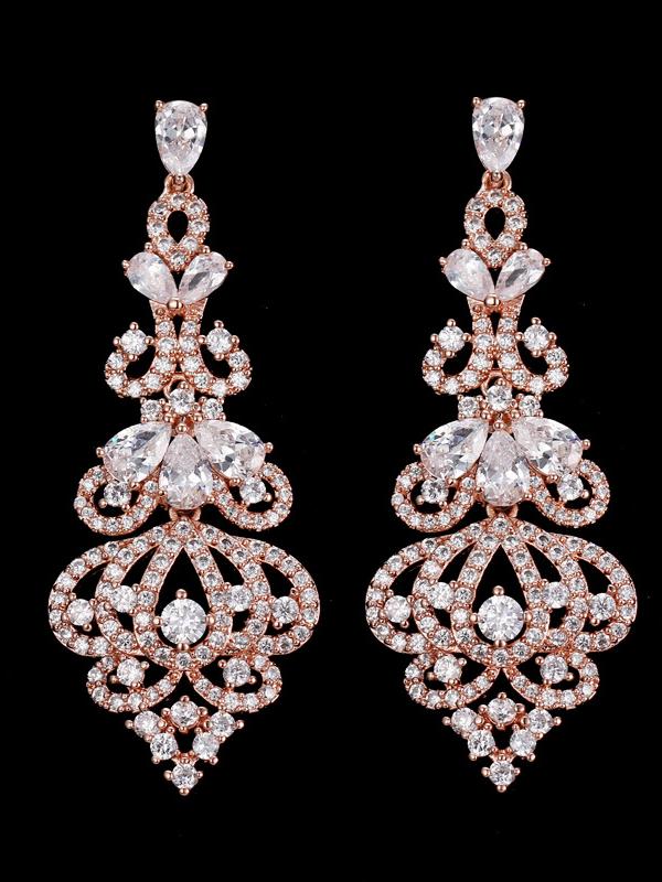 Vintage Exaggerated Long Zirconia Earrings