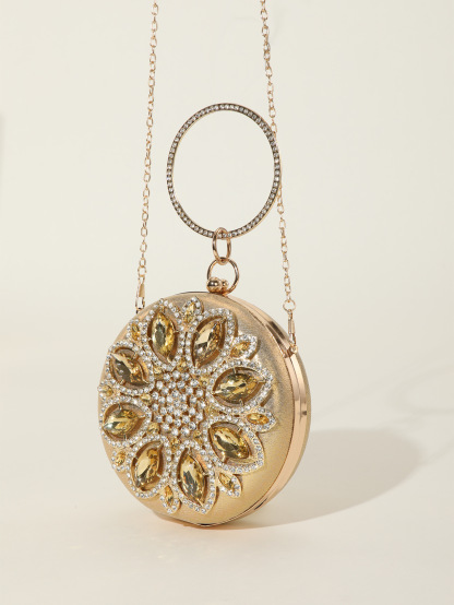 Rhinestone Studded Pancake Tote Bag