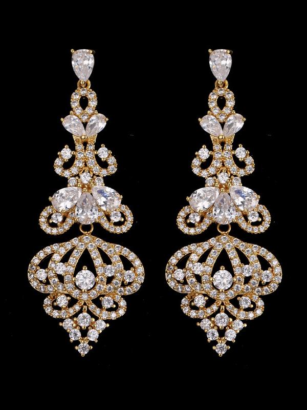 Vintage Exaggerated Long Zirconia Earrings