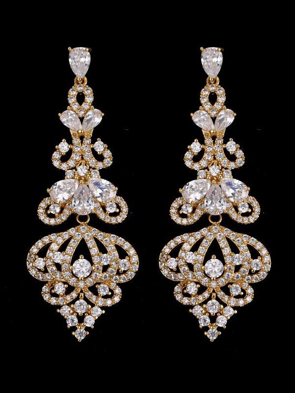 Vintage Exaggerated Long Zirconia Earrings