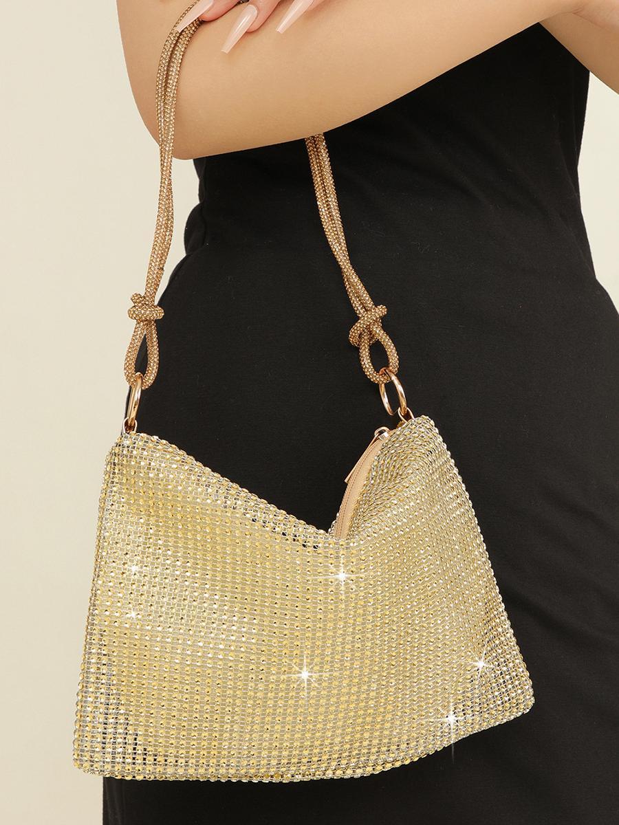 Rhinestone Knotted Underarm Crescent Bag 