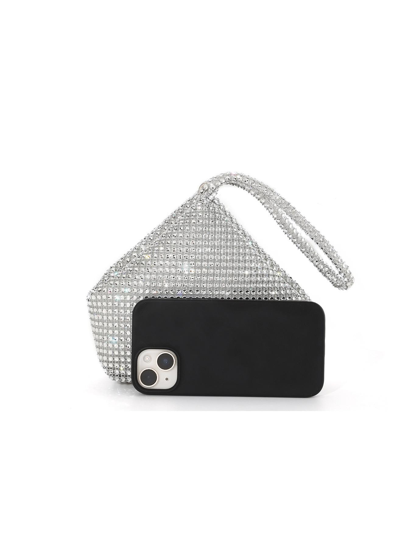 Faux Rhinestone Studded Glitter Mine Bag